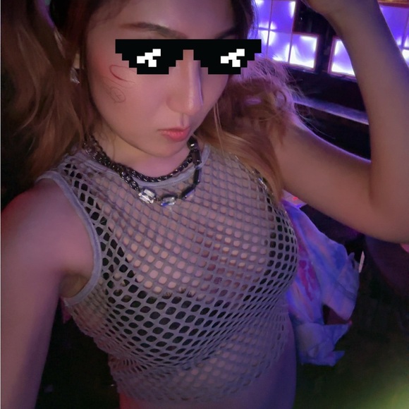 Grey Mesh Net Sleeveless Cut Out Crop Top Ravercore - Picture 1 of 3